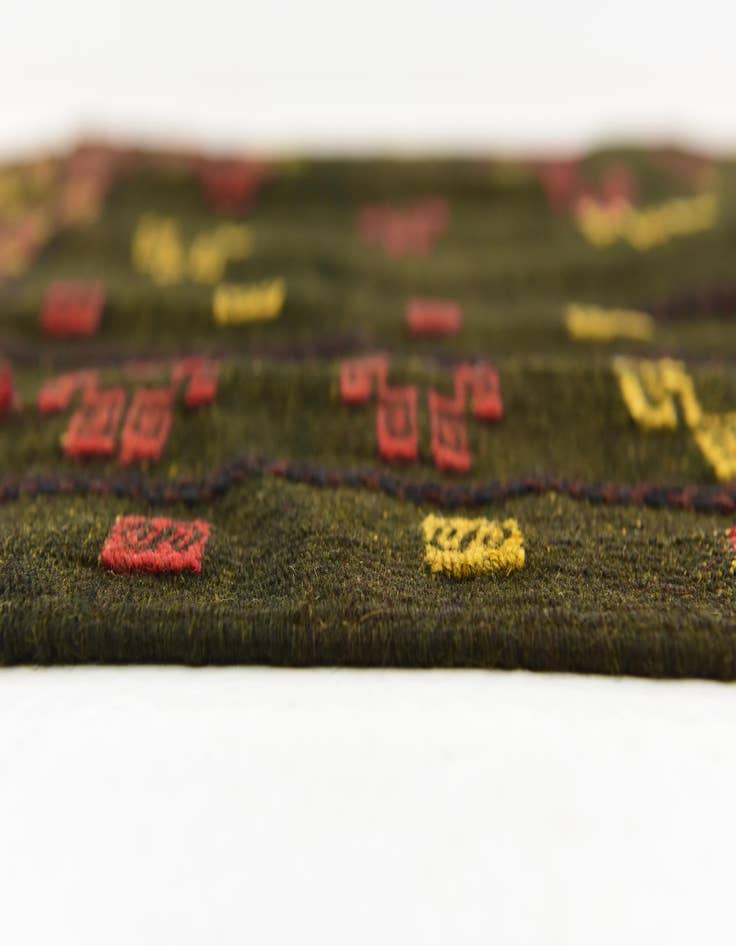 Detail image of  4' 3 x 4' 5  Hand Knotted Sumak Wool Square Rug