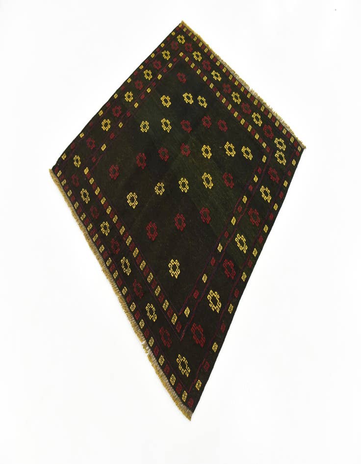 Detail image of  4' 3 x 4' 5  Hand Knotted Sumak Wool Square Rug