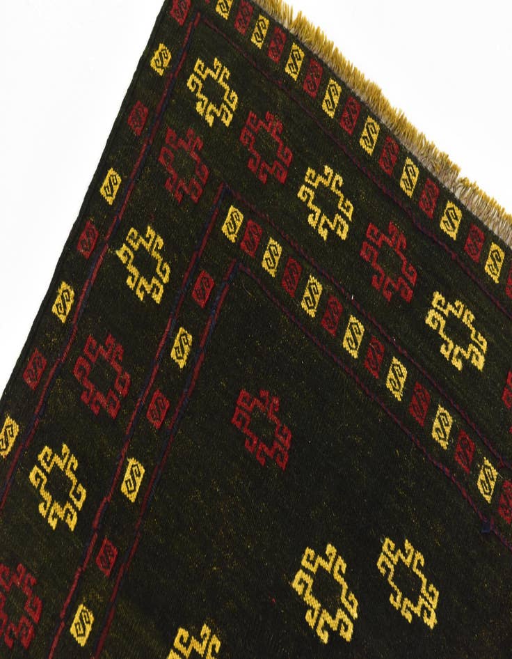 Detail image of  4' 3 x 4' 5  Hand Knotted Sumak Wool Square Rug