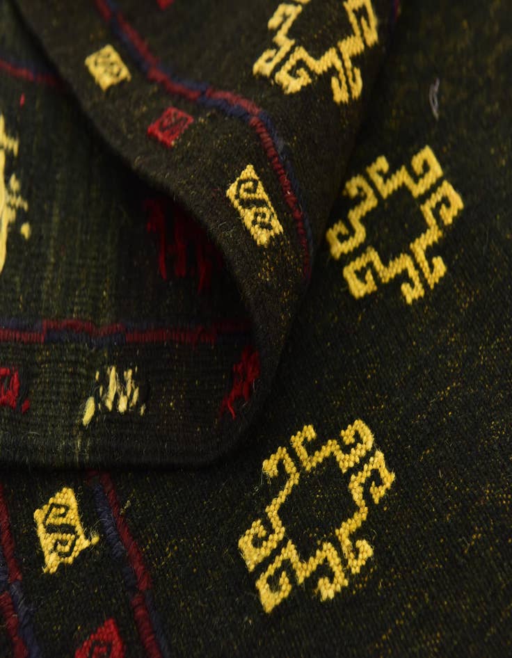 Detail image of  4' 3 x 4' 5  Hand Knotted Sumak Wool Square Rug