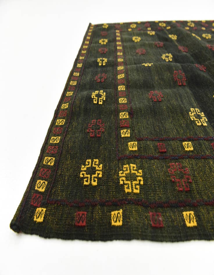 Detail image of  4' x 4'  Hand Knotted Sumak Wool Square Rug