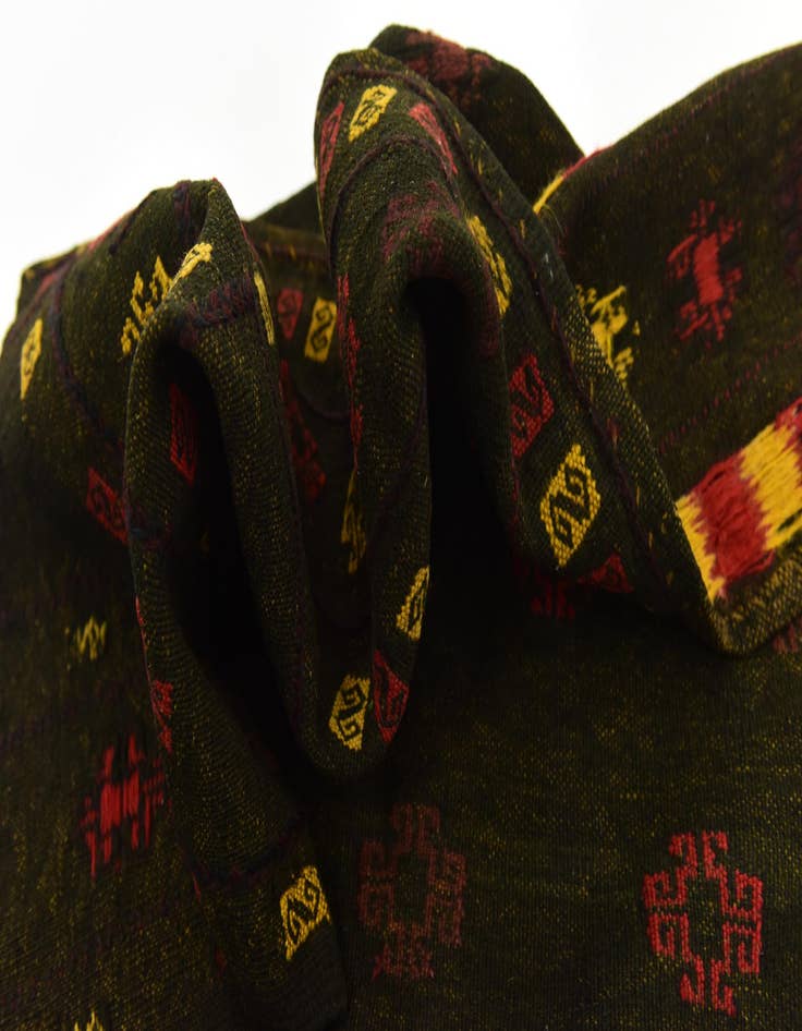 Detail image of  4' 3 x 4' 4  Hand Knotted Sumak Wool Square Rug