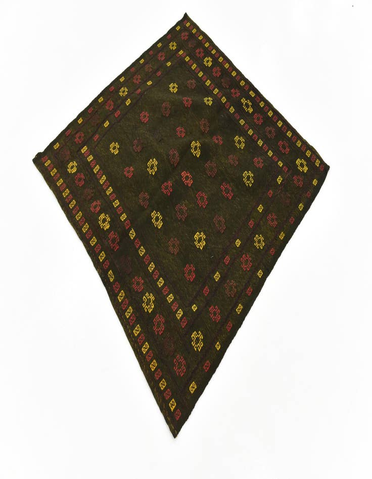 Detail image of  4' 3 x 4' 4  Hand Knotted Sumak Wool Square Rug