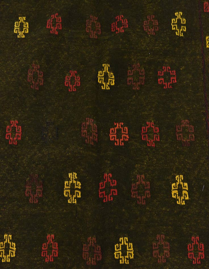 Detail image of  4' 3 x 4' 4  Hand Knotted Sumak Wool Square Rug