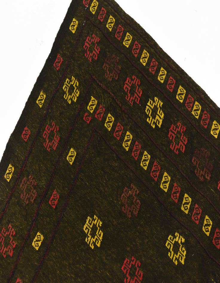 Detail image of  4' 3 x 4' 4  Hand Knotted Sumak Wool Square Rug