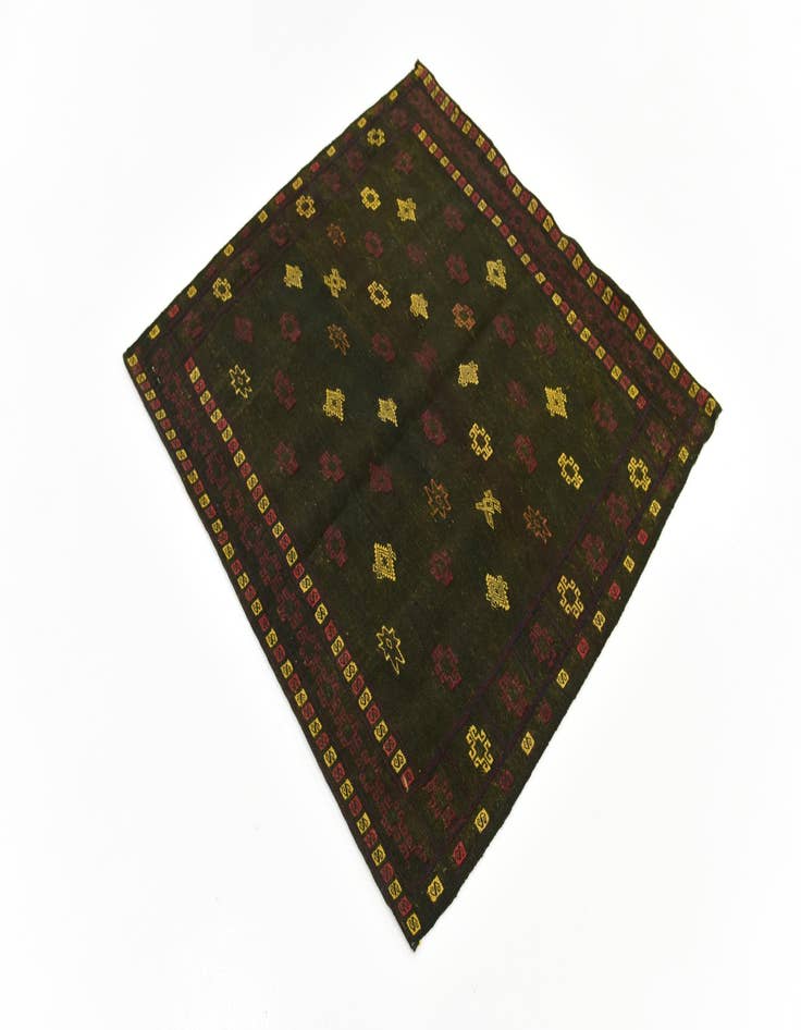 Detail image of  4' 2 x 4' 4  Hand Knotted Sumak Wool Square Rug