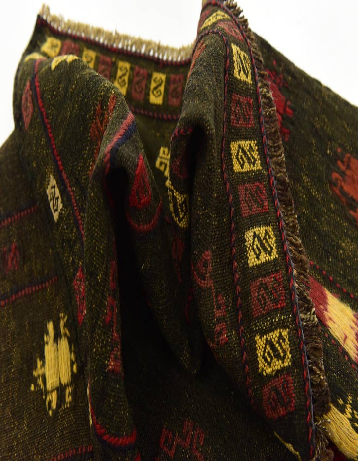 Detail image of  3' 10 x 4' 2  Hand Knotted Sumak Wool Square Rug