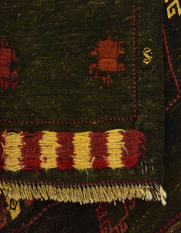 Detail image of  3' 10 x 4' 2  Hand Knotted Sumak Wool Square Rug