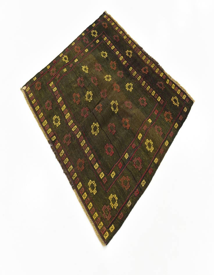 Detail image of  3' 10 x 4' 2  Hand Knotted Sumak Wool Square Rug