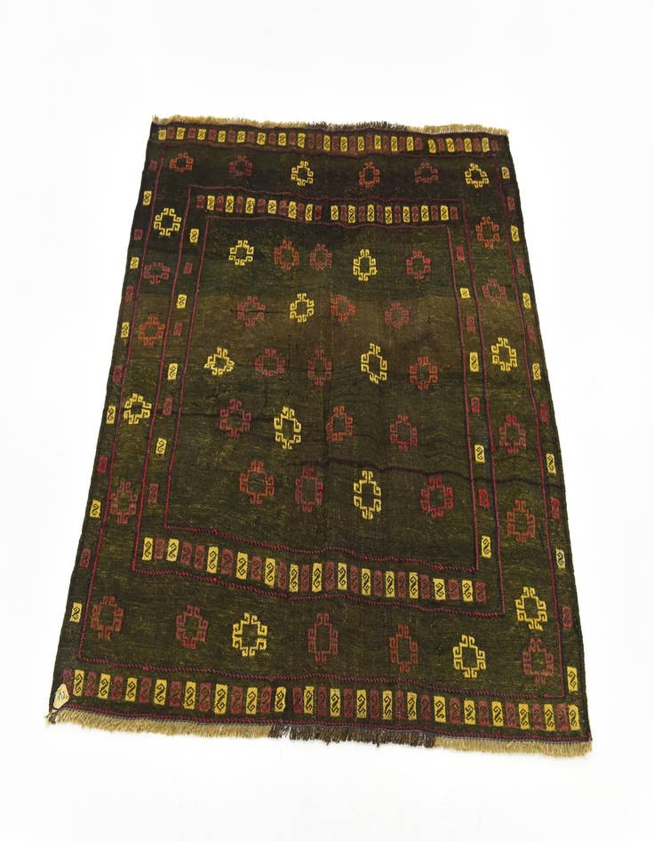 Detail image of  3' 10 x 4' 2  Hand Knotted Sumak Wool Square Rug