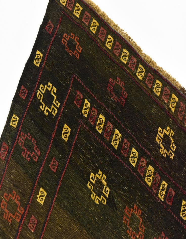 Detail image of  3' 10 x 4' 2  Hand Knotted Sumak Wool Square Rug