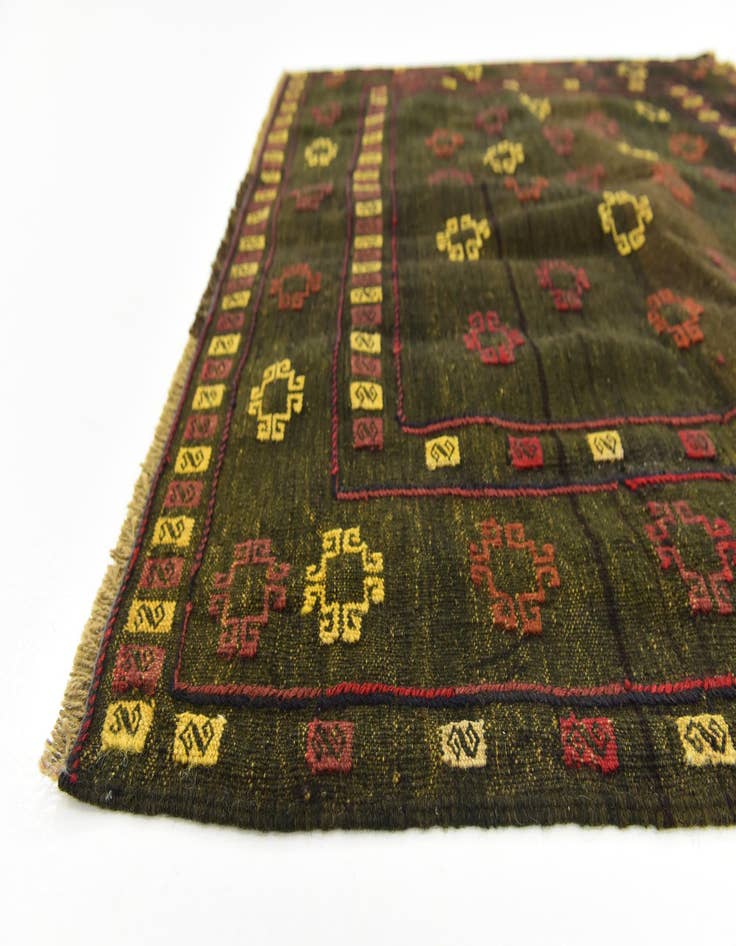 Detail image of  3' 10 x 4' 2  Hand Knotted Sumak Wool Square Rug