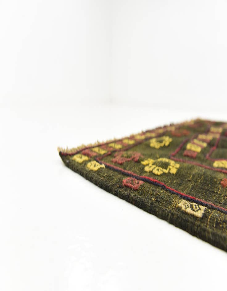 Detail image of  3' 10 x 4' 2  Hand Knotted Sumak Wool Square Rug