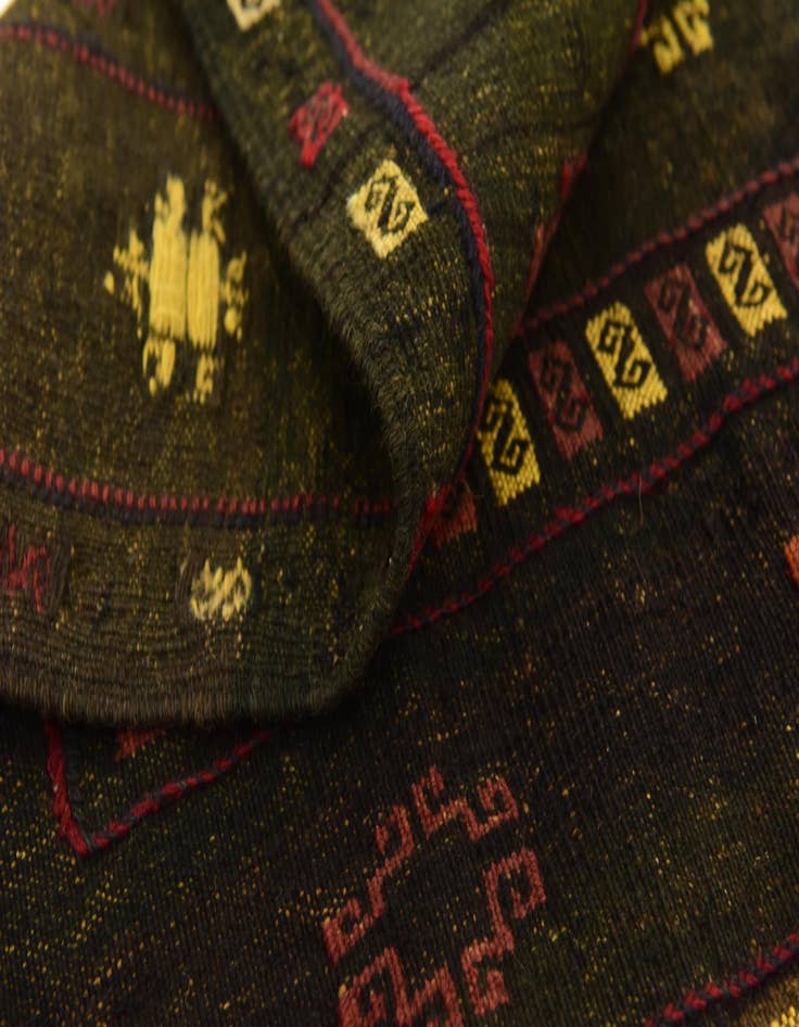 Detail image of  3' 10 x 4' 2  Hand Knotted Sumak Wool Square Rug