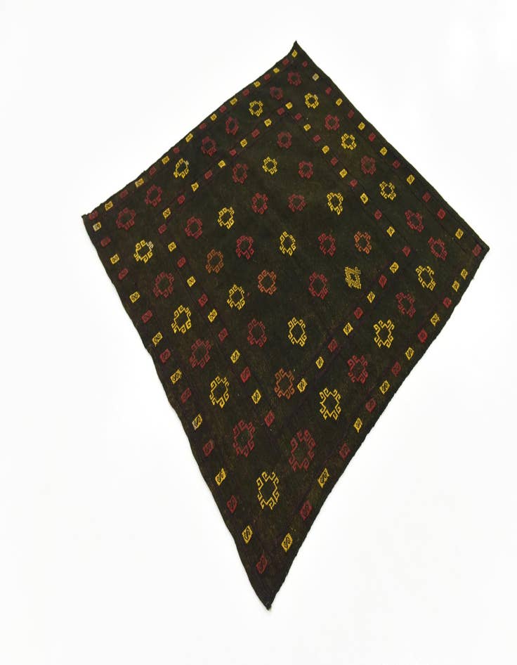 Detail image of  4' 2 x 4' 4  Hand Knotted Sumak Wool Square Rug