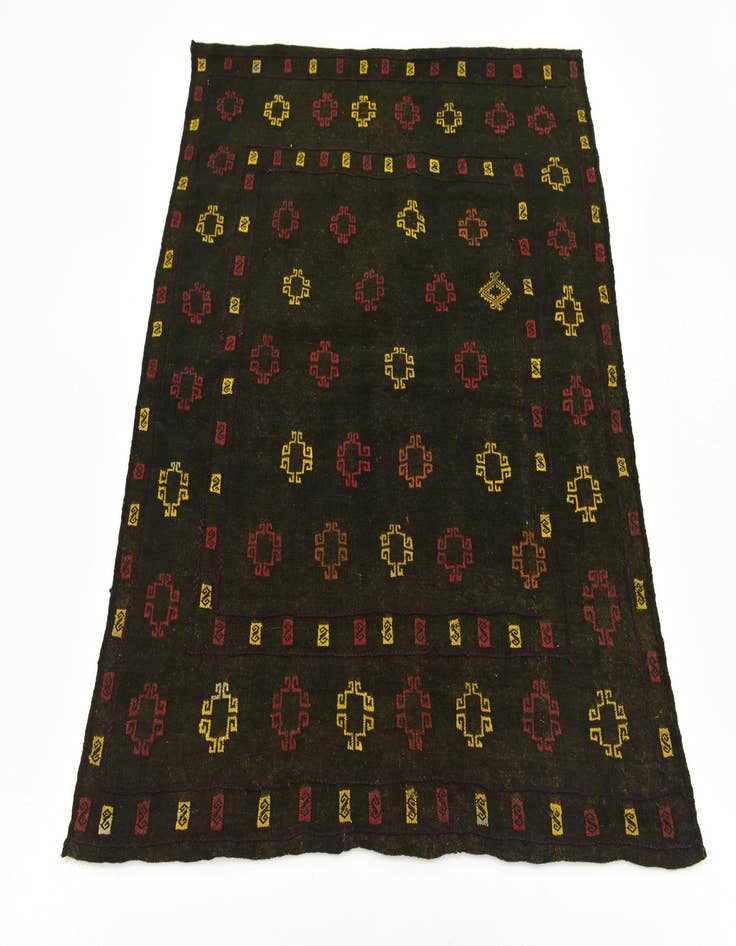 Detail image of  4' 2 x 4' 4  Hand Knotted Sumak Wool Square Rug