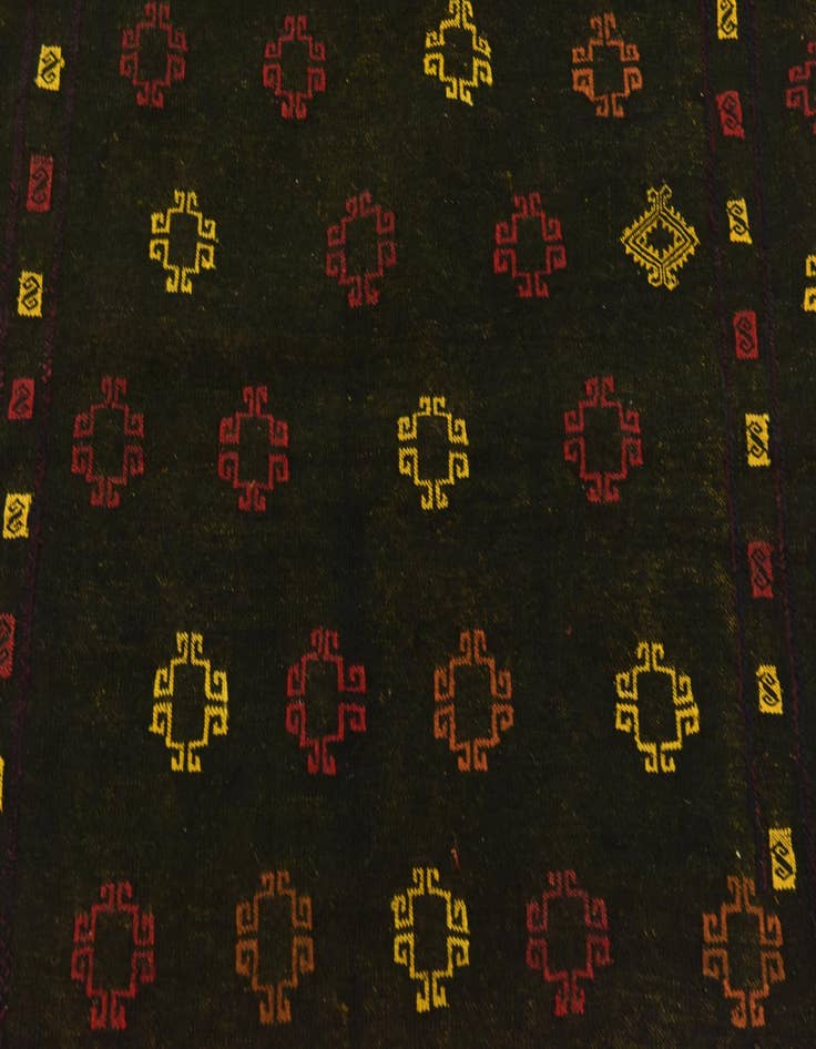 Detail image of  4' 2 x 4' 4  Hand Knotted Sumak Wool Square Rug