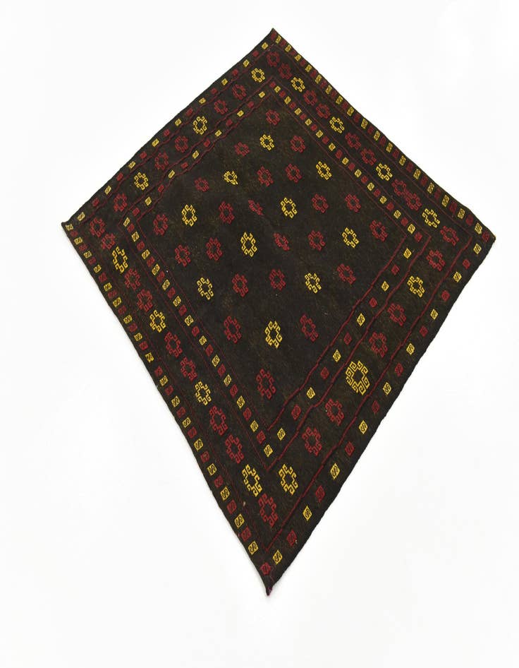 Detail image of  4' 2 x 4' 3  Hand Knotted Sumak Wool Square Rug