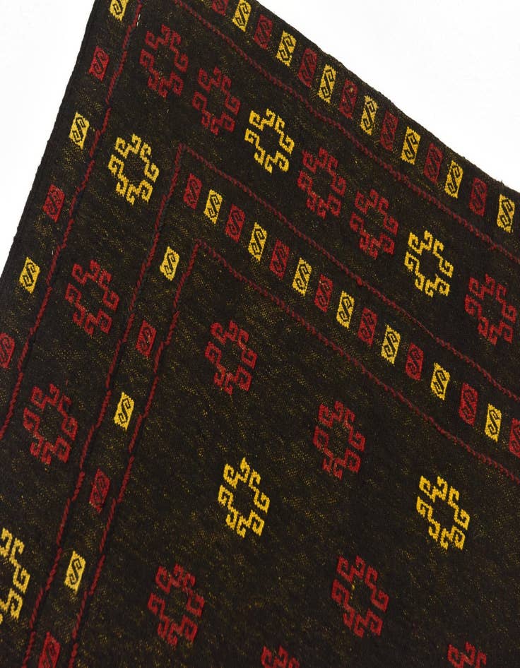 Detail image of  4' 2 x 4' 3  Hand Knotted Sumak Wool Square Rug