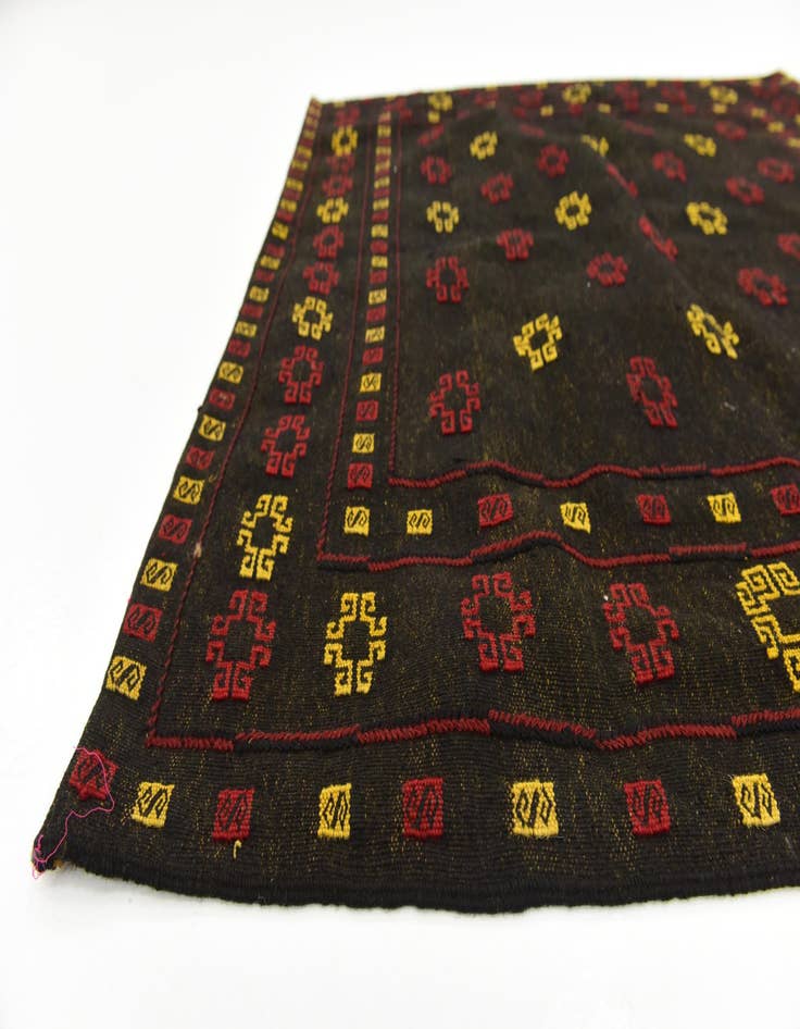 Detail image of  4' 2 x 4' 3  Hand Knotted Sumak Wool Square Rug