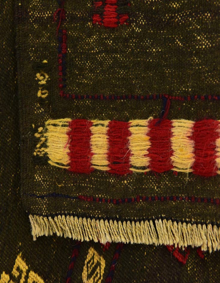 Detail image of  4' 4 x 4' 7  Hand Knotted Sumak Wool Square Rug