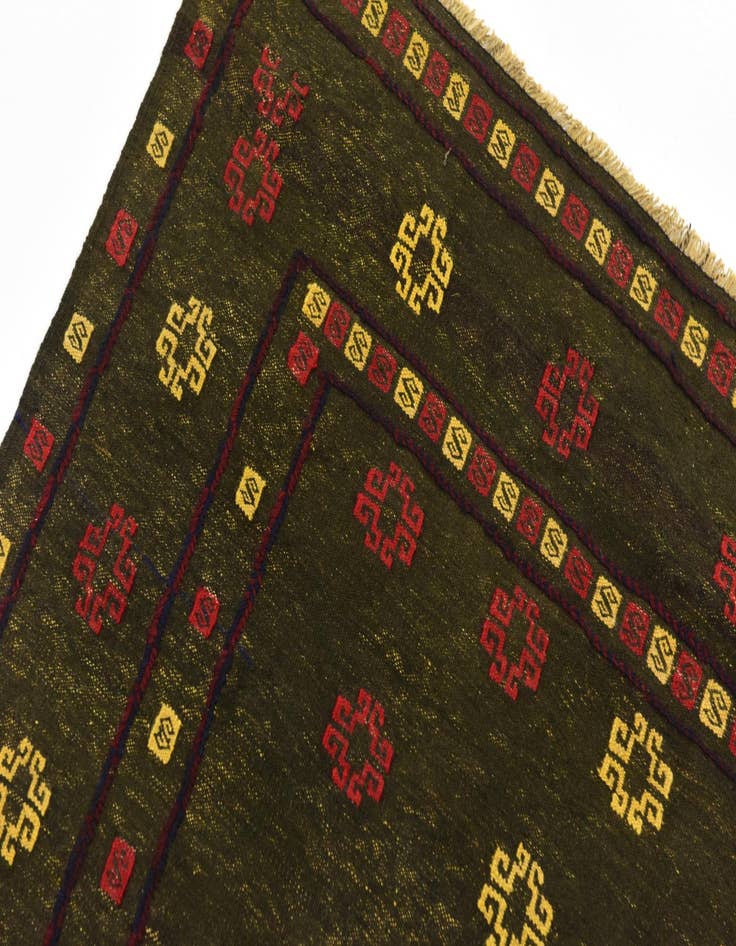 Detail image of  4' 4 x 4' 7  Hand Knotted Sumak Wool Square Rug