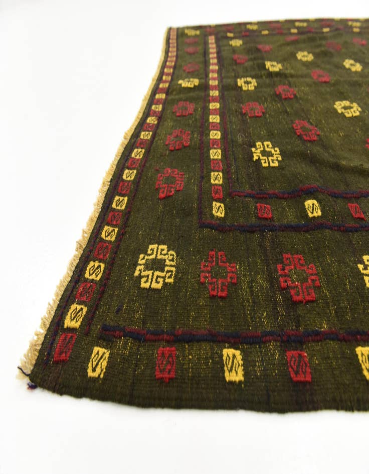 Detail image of  4' 4 x 4' 7  Hand Knotted Sumak Wool Square Rug