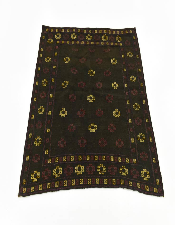 Detail image of  4' x 4' 3  Hand Knotted Sumak Wool Square Rug