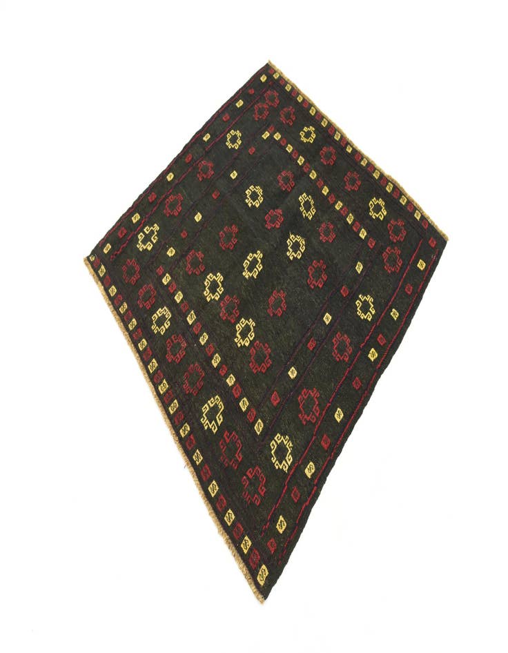 Detail image of  4' x 4' 3  Hand Knotted Sumak Wool Square Rug