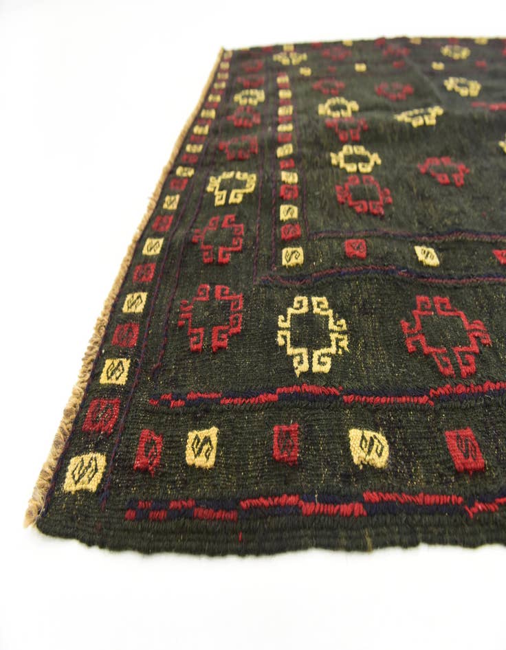 Detail image of  4' x 4' 3  Hand Knotted Sumak Wool Square Rug