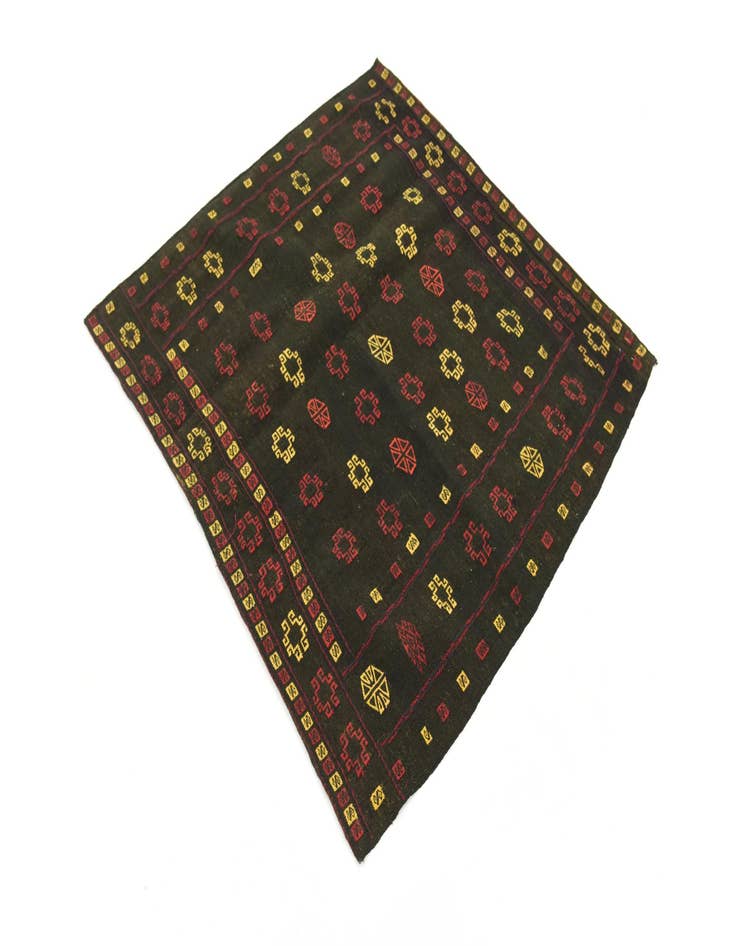 Detail image of  4' x 4' 4  Hand Knotted Sumak Wool Square Rug