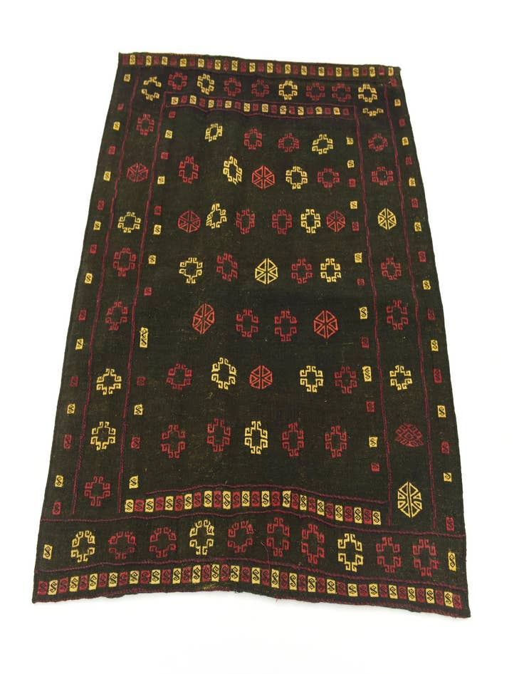 Detail image of  4' x 4' 4  Hand Knotted Sumak Wool Square Rug