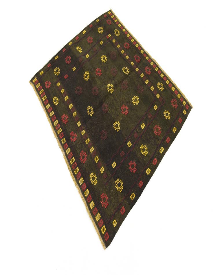 Detail image of  3' 10 x 4' 4  Hand Knotted Sumak Wool Square Rug