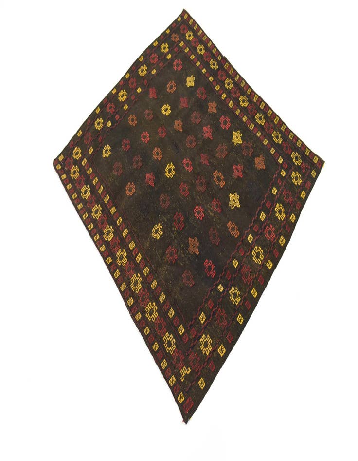 Detail image of  3' 10 x 4' 3  Hand Knotted Sumak Wool Square Rug