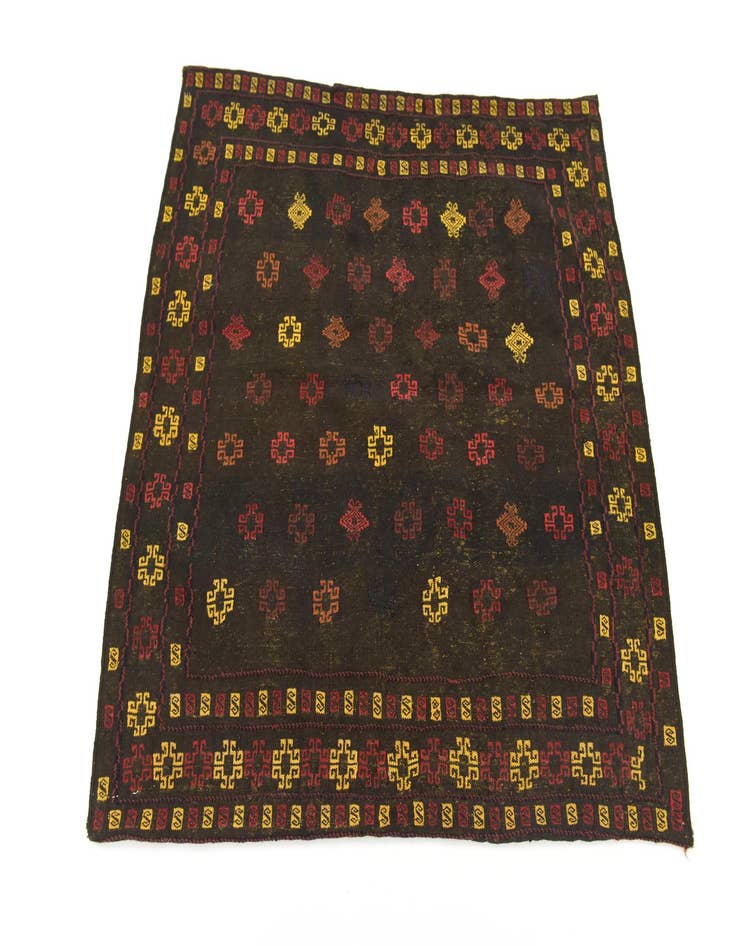 Detail image of  3' 10 x 4' 3  Hand Knotted Sumak Wool Square Rug