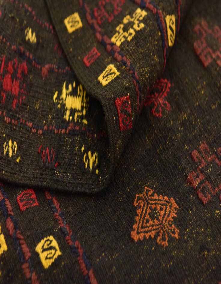 Detail image of  3' 10 x 4' 3  Hand Knotted Sumak Wool Square Rug