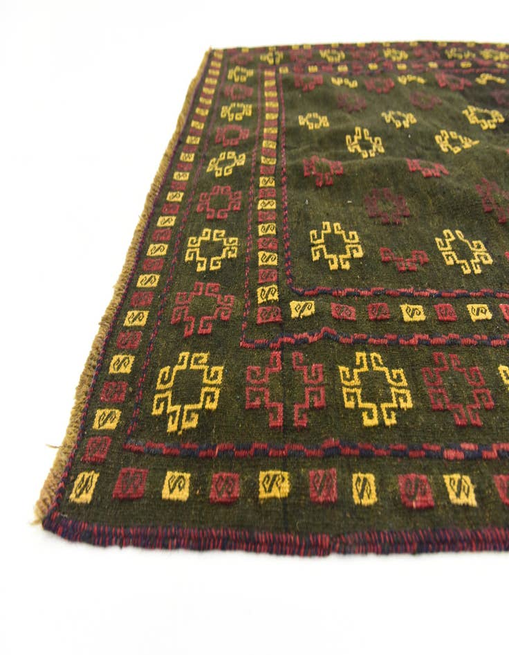 Detail image of  4' x 4' 3  Hand Knotted Sumak Wool Square Rug