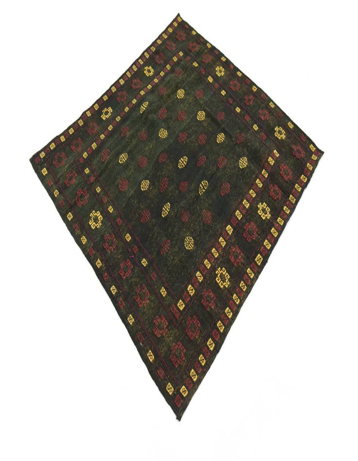 Detail image of  4' 3 x 4' 5  Hand Knotted Sumak Wool Square Rug