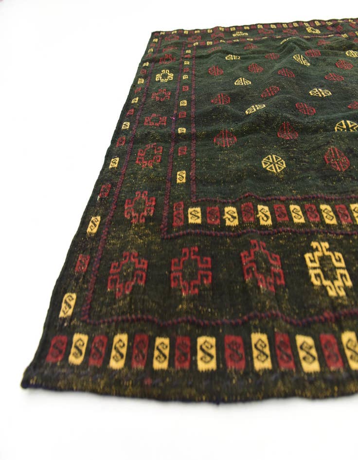 Detail image of  4' 3 x 4' 5  Hand Knotted Sumak Wool Square Rug