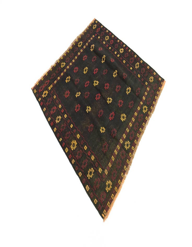 Detail image of  4' 3 x 4' 4  Hand Knotted Sumak Wool Square Rug