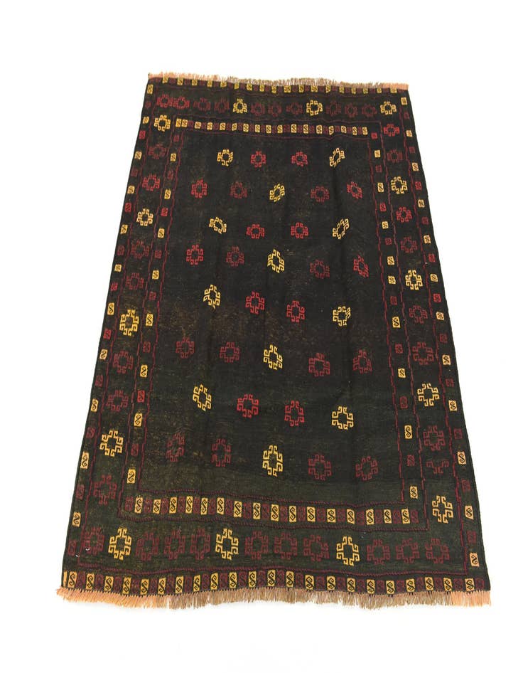 Detail image of  4' 3 x 4' 4  Hand Knotted Sumak Wool Square Rug