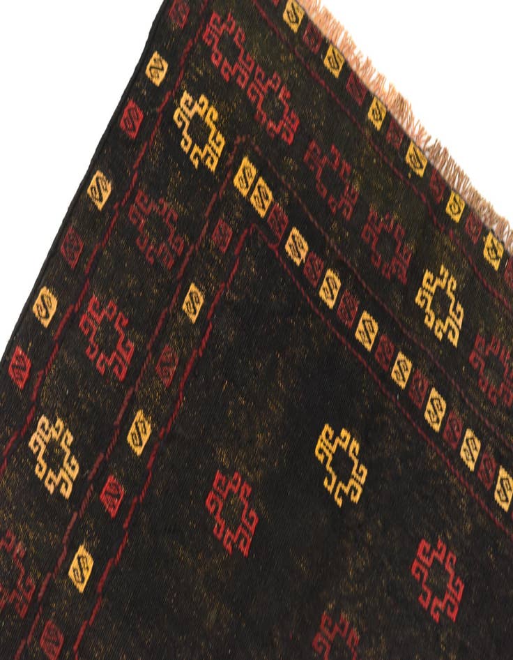 Detail image of  4' 3 x 4' 4  Hand Knotted Sumak Wool Square Rug