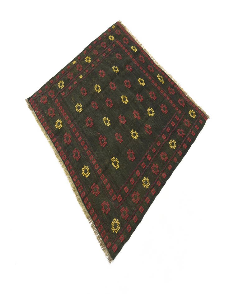 Detail image of  4' 2 x 4' 3  Hand Knotted Sumak Wool Square Rug