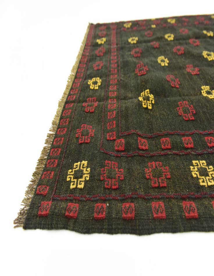 Detail image of  4' 2 x 4' 3  Hand Knotted Sumak Wool Square Rug