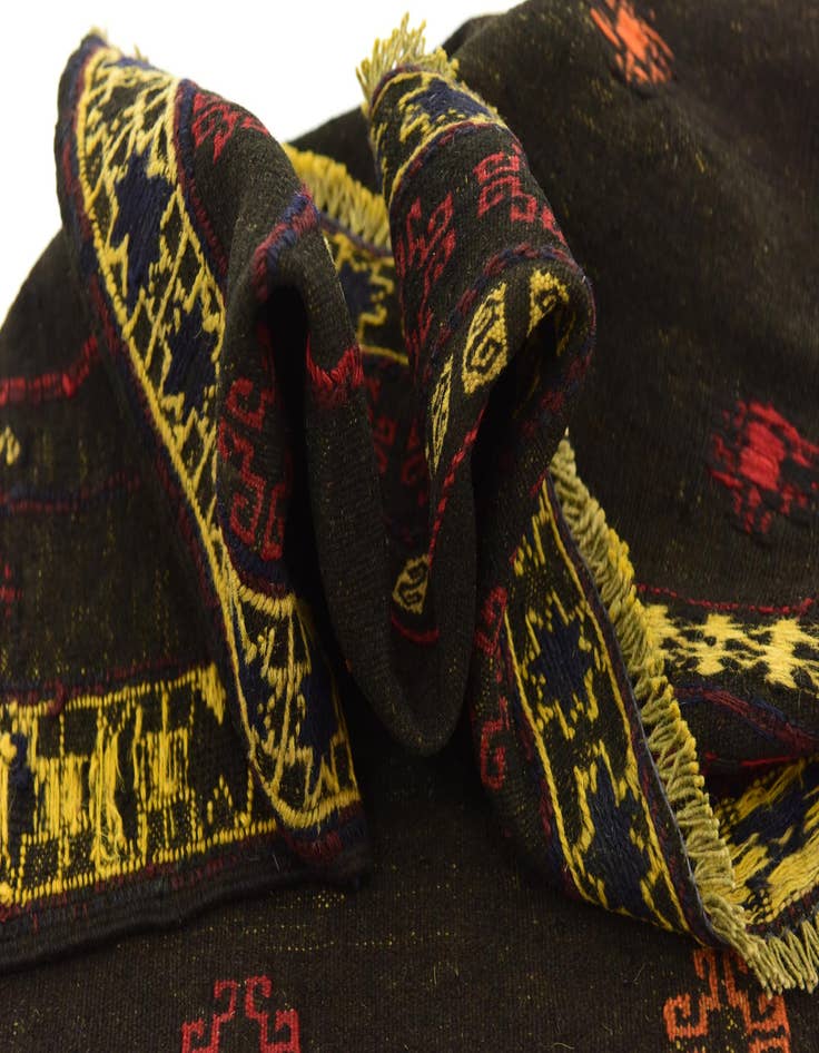 Detail image of  4' 2 x 4' 3  Hand Knotted Sumak Wool Square Rug