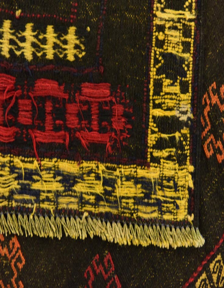 Detail image of  4' 2 x 4' 3  Hand Knotted Sumak Wool Square Rug