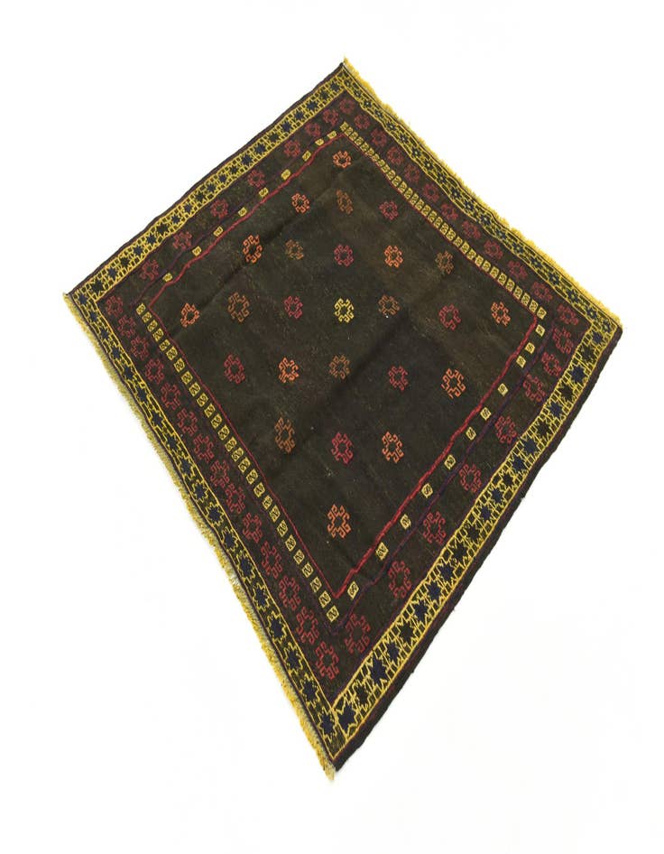 Detail image of  4' 2 x 4' 3  Hand Knotted Sumak Wool Square Rug