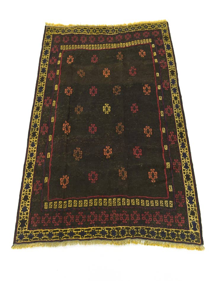 Detail image of  4' 2 x 4' 3  Hand Knotted Sumak Wool Square Rug