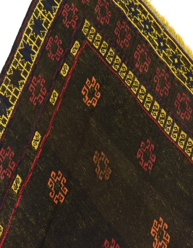 Detail image of  4' 2 x 4' 3  Hand Knotted Sumak Wool Square Rug