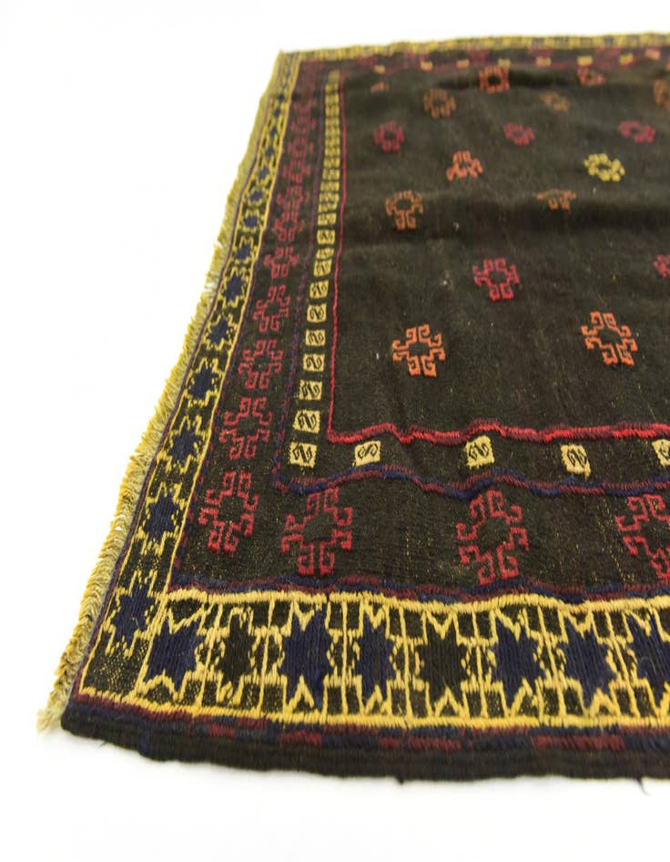 Detail image of  4' 2 x 4' 3  Hand Knotted Sumak Wool Square Rug